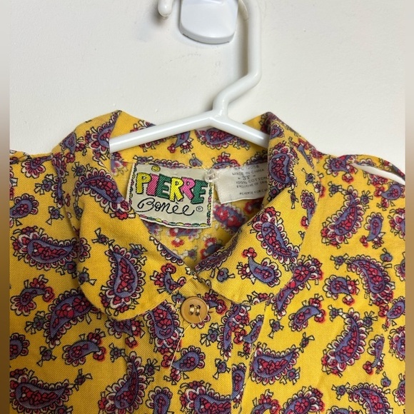 VTG Y2K PIERRE BONEE KIDS GIRL 3T PAISLEY BUTTON DOWN PRINT YELLOW MULTICOLOR - Picture 5 of 11
